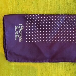 Charvet Purple with White Dots Pocket Sq.